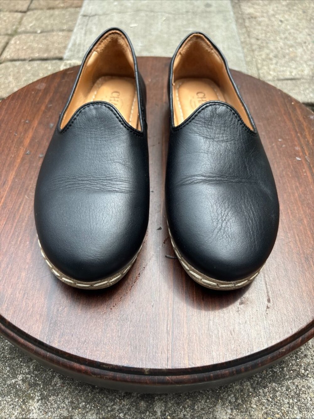 CHARIX Women's Black Leather Slip-On Loafers